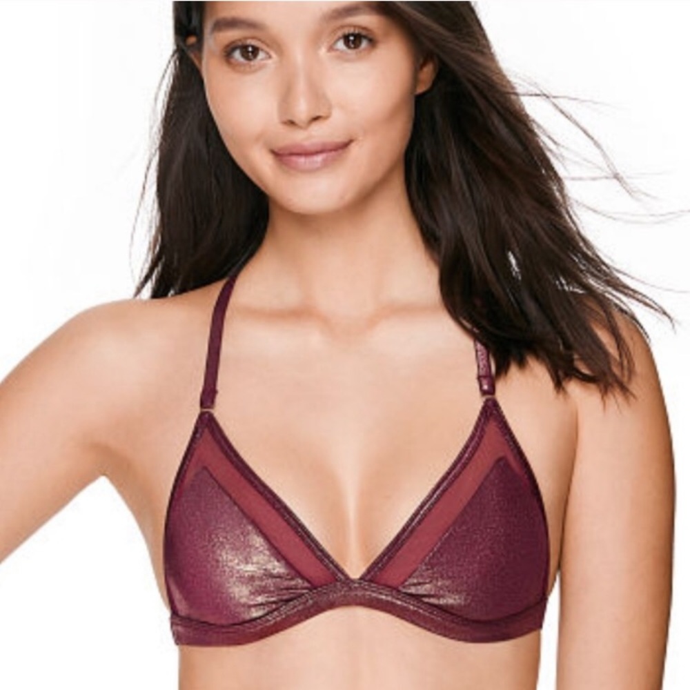 NWT PINK Victoria Secret Glitter Mesh Bra Bralette